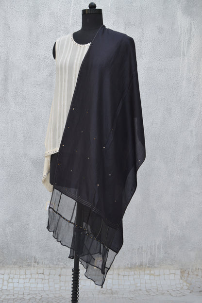 Panelled Scarf in Silk Organza Chiffon