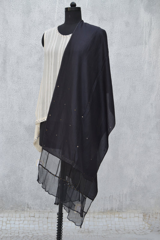 Panelled Scarf in Silk Organza Chiffon