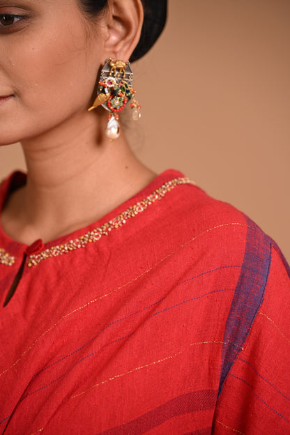 Rasa Kurta Bias Assymetric With Embroidery At Neckline