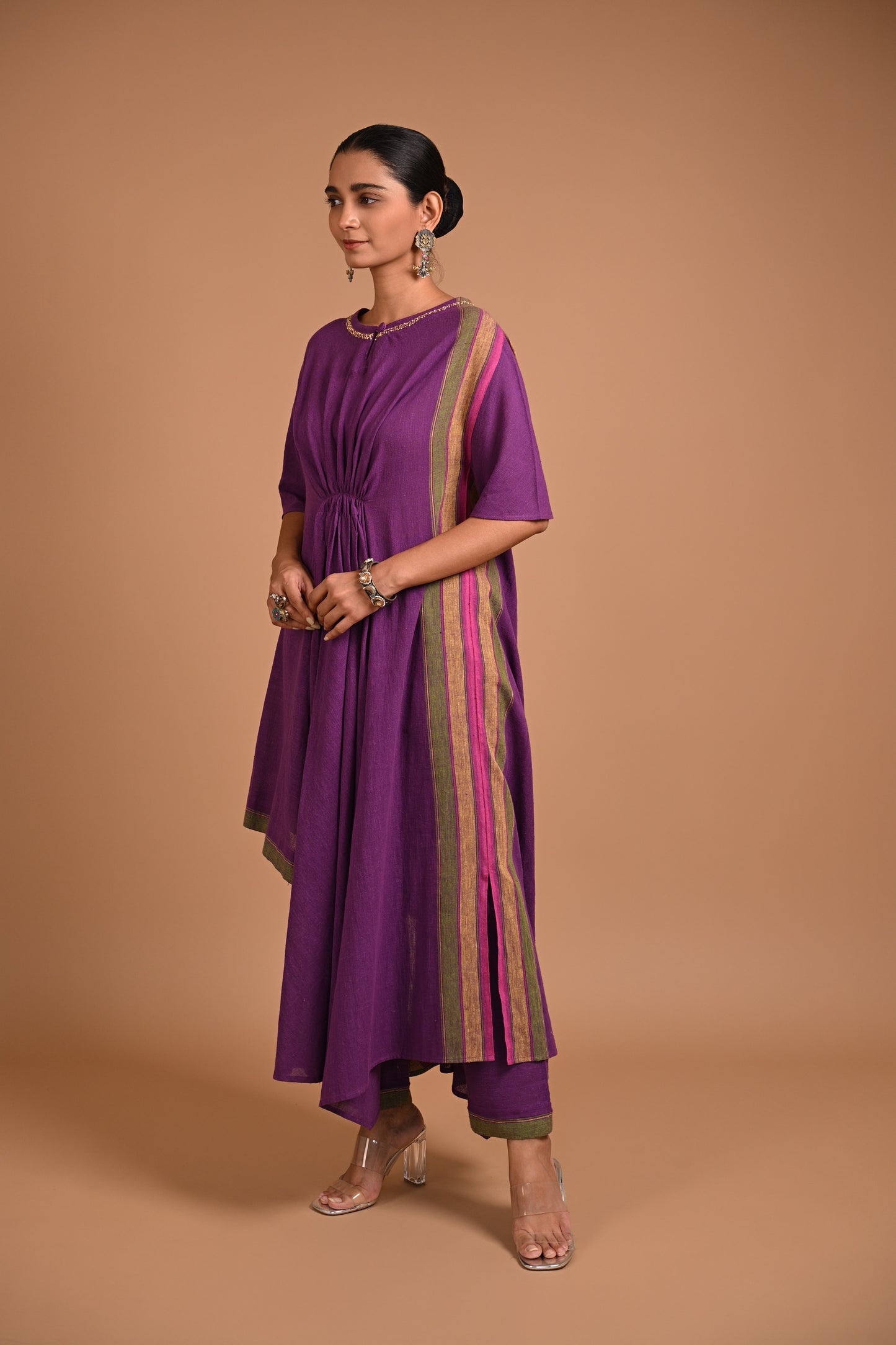 Rasa Kurta Bias Assymetric With Embroidery At Neckline