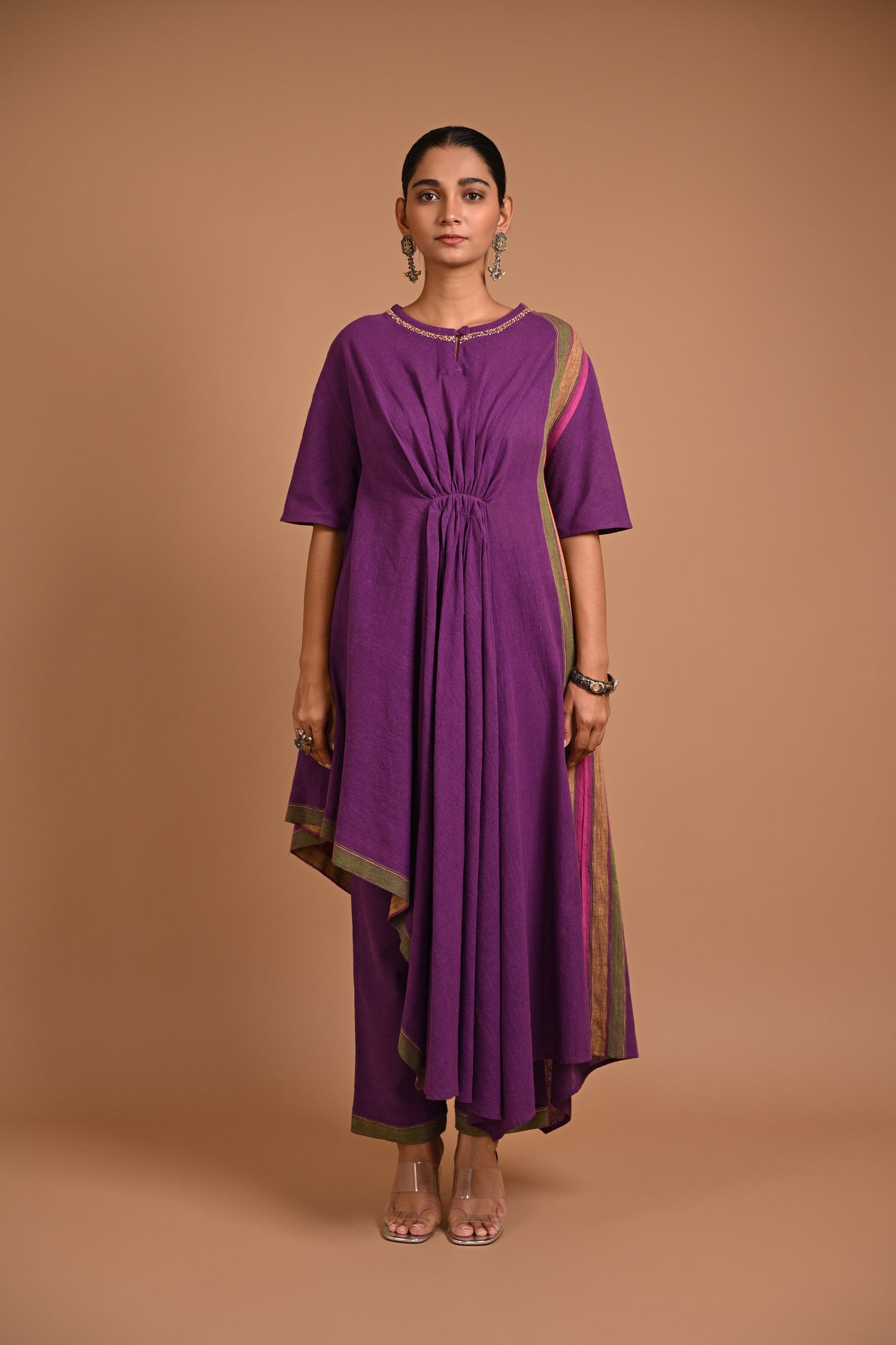 Rasa Kurta Bias Assymetric With Embroidery At Neckline