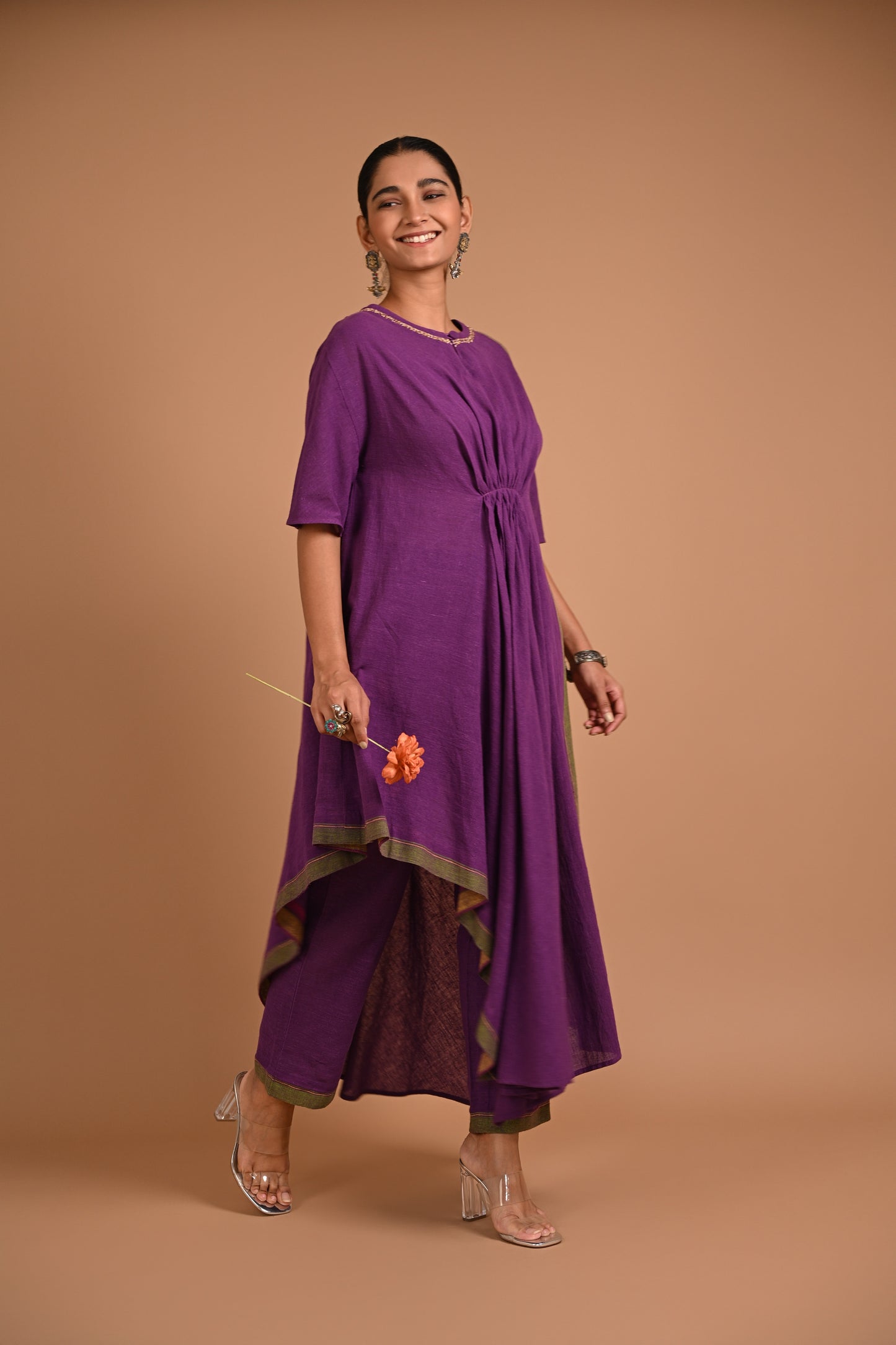 Rasa Kurta Bias Assymetric With Embroidery At Neckline