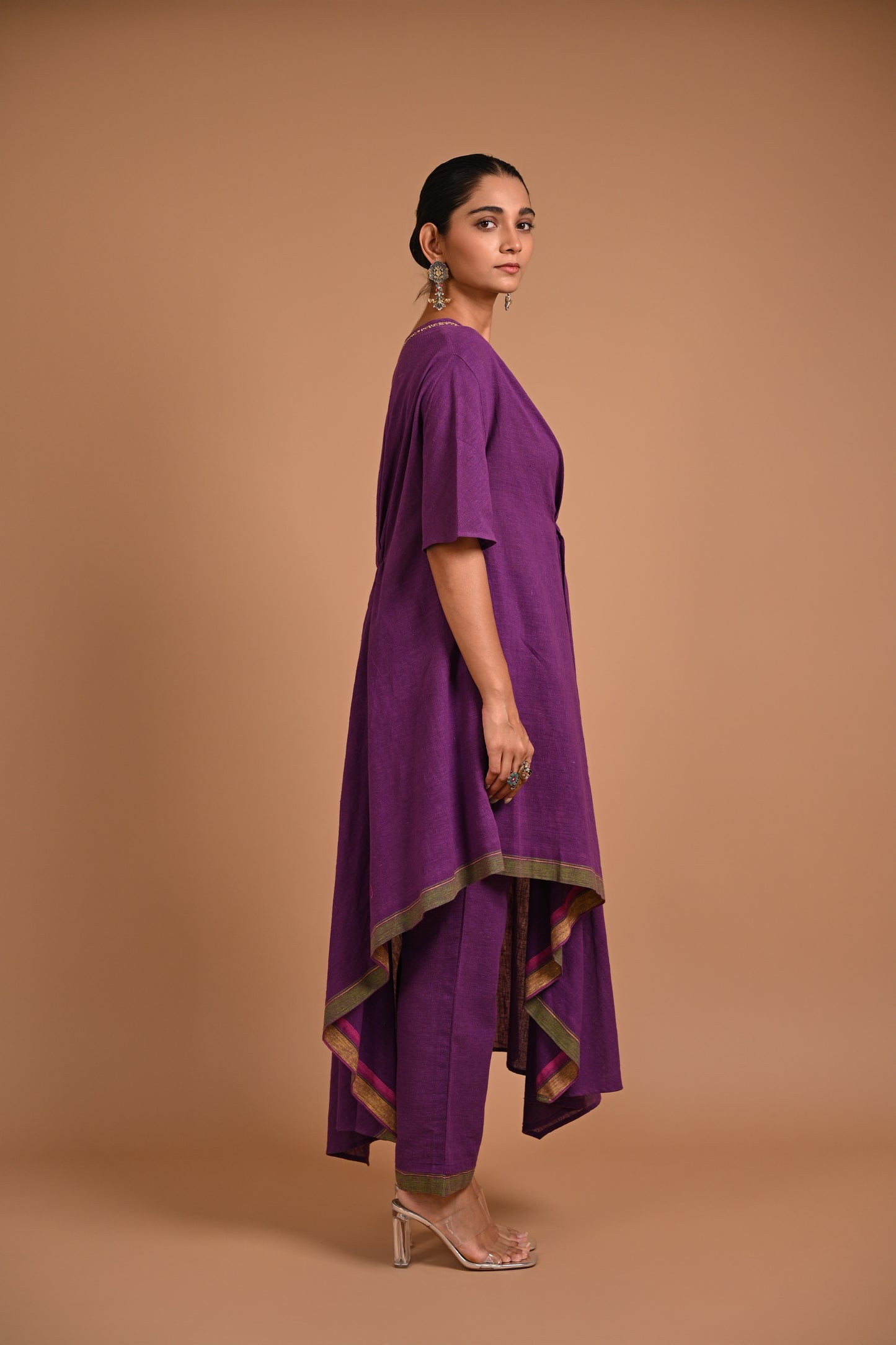 Rasa Kurta Bias Assymetric With Embroidery At Neckline