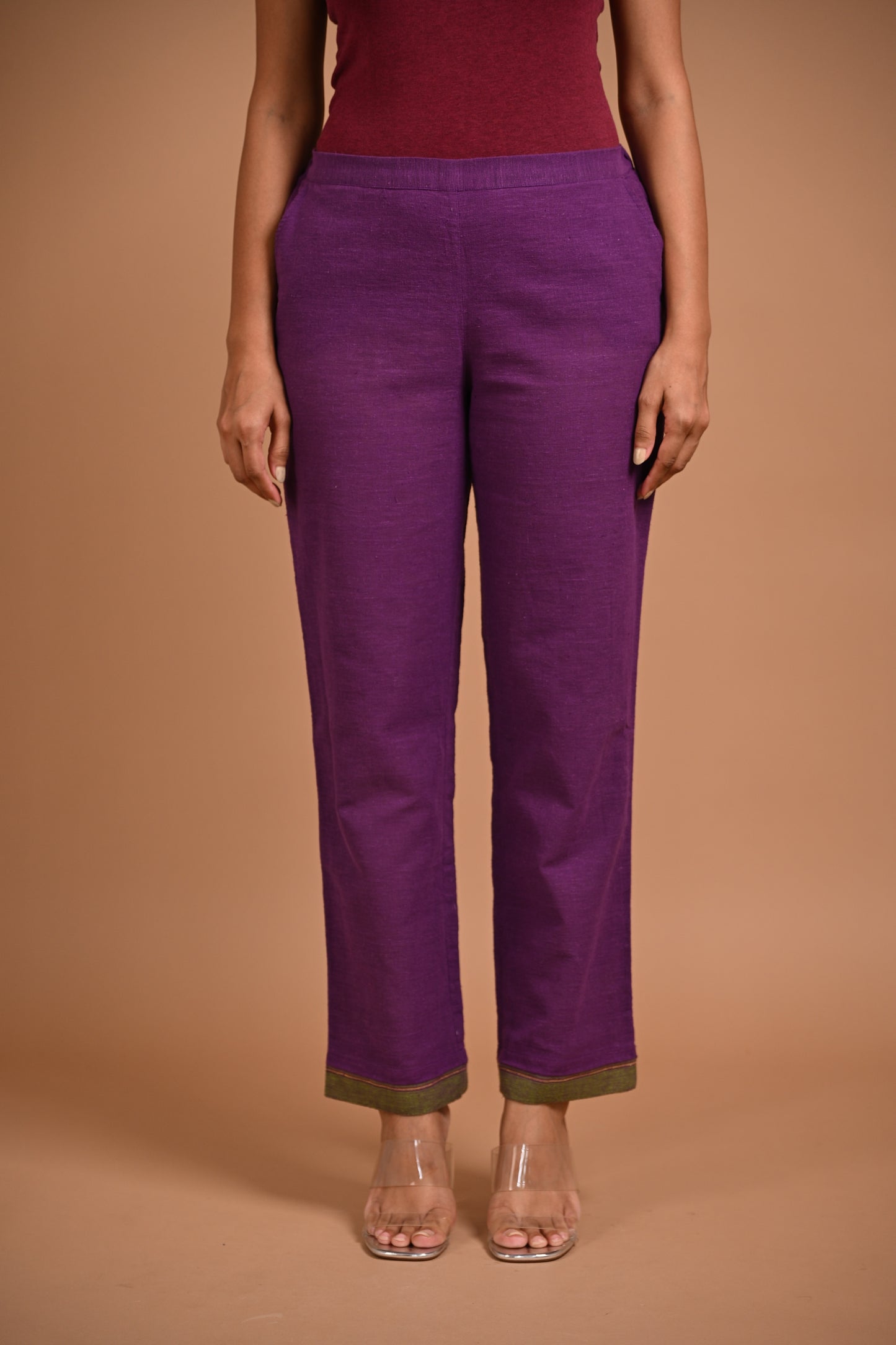 Pant With Contrast Hem With Pocket