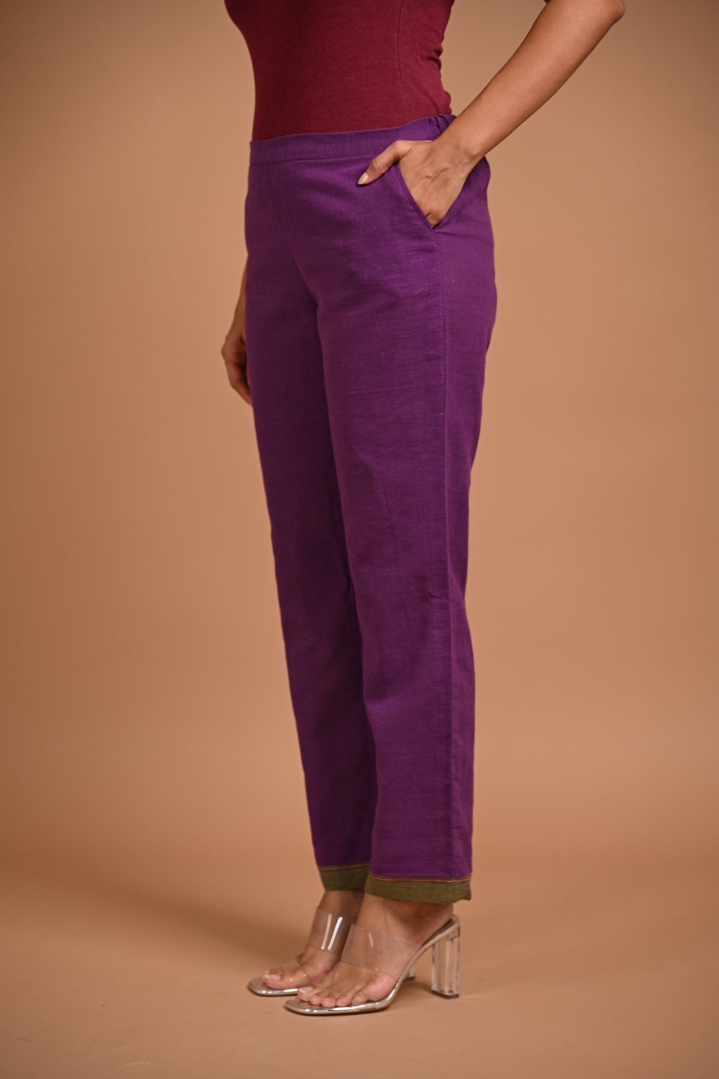 Pant With Contrast Hem With Pocket