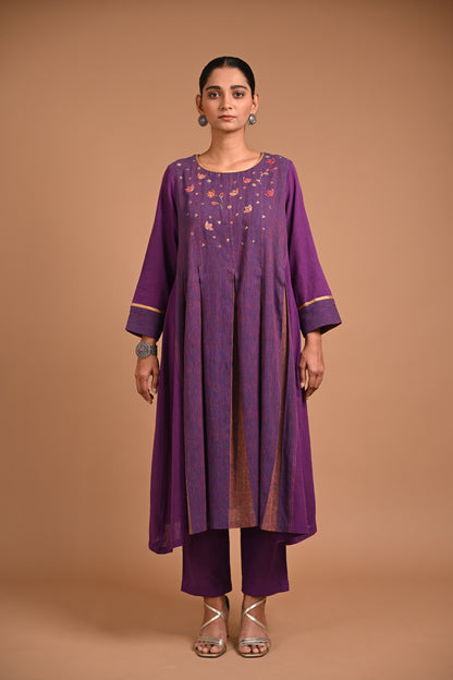 Ulhas Kurta Box Pleated With Embroidery