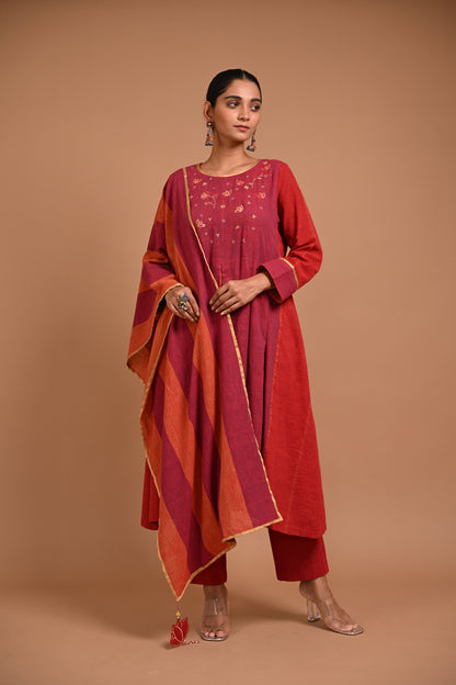 Ulhas Kurta Box Pleated With Embroidery