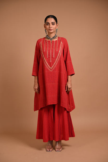 Kathan Tunic Paneled And Embroidered