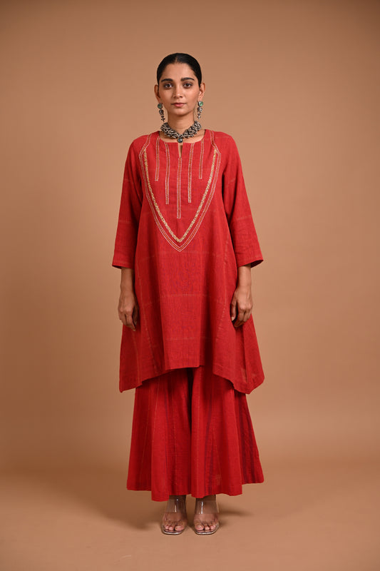 Kathan Tunic Paneled And Embroidered