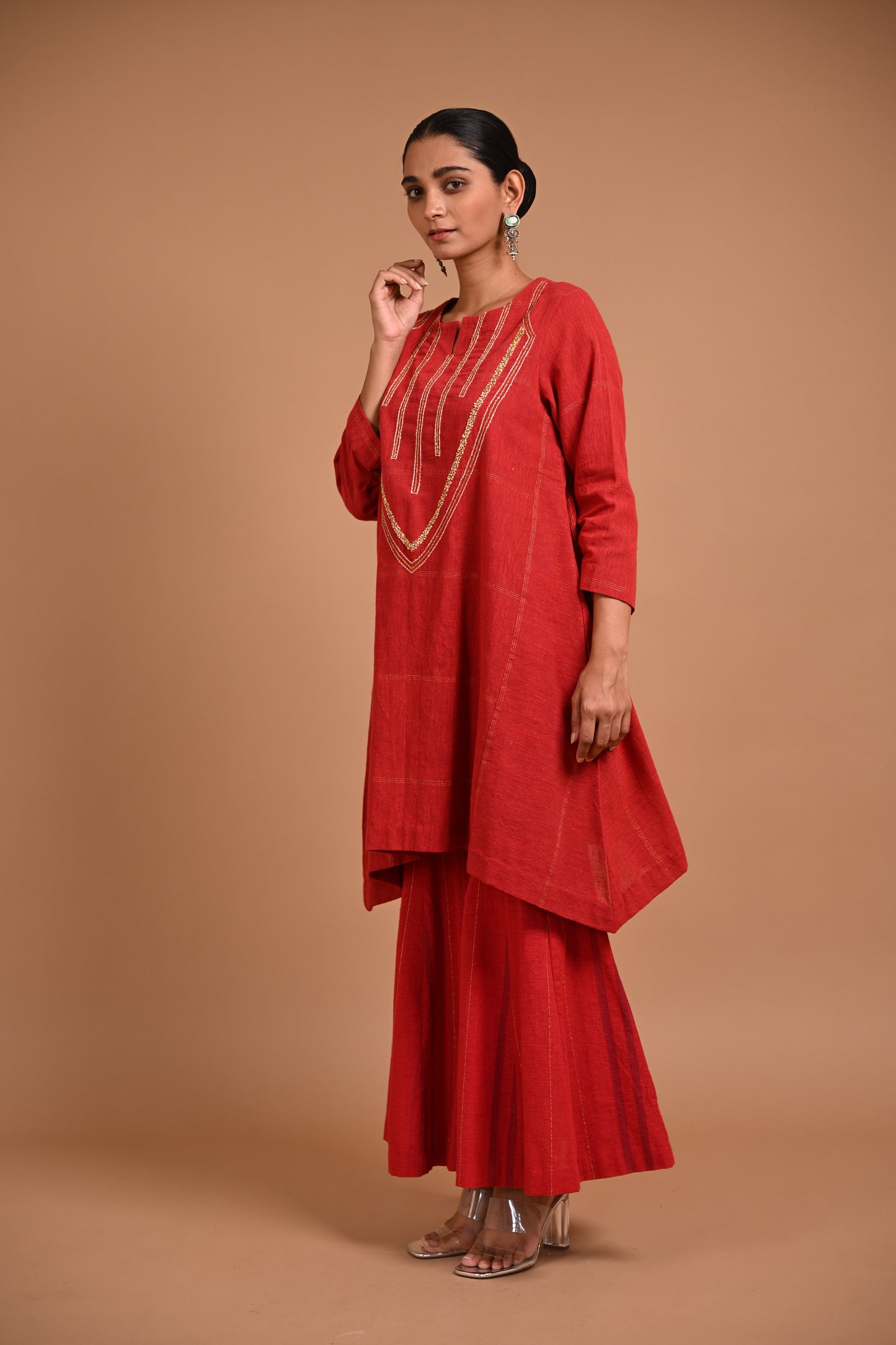 Kathan Tunic Paneled And Embroidered