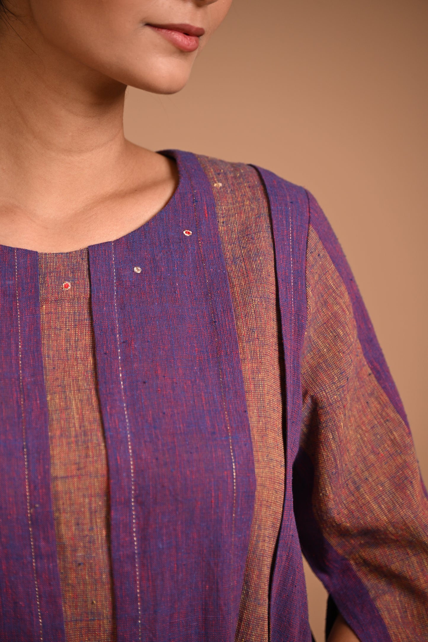 Sahaj Tunic With Pleating And Embroidery Accents