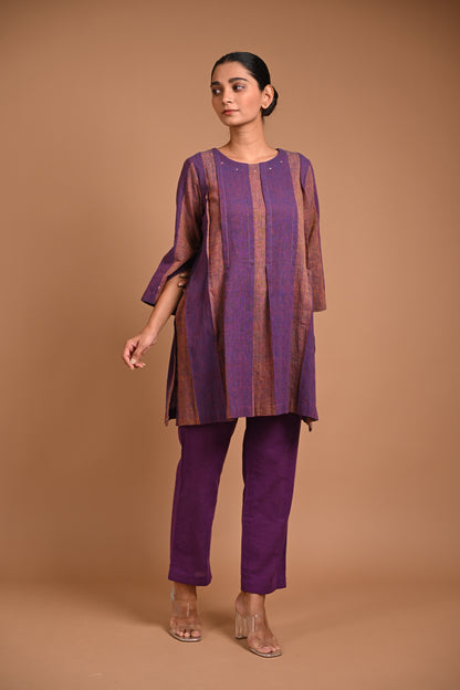 Sahaj Tunic With Pleating And Embroidery Accents