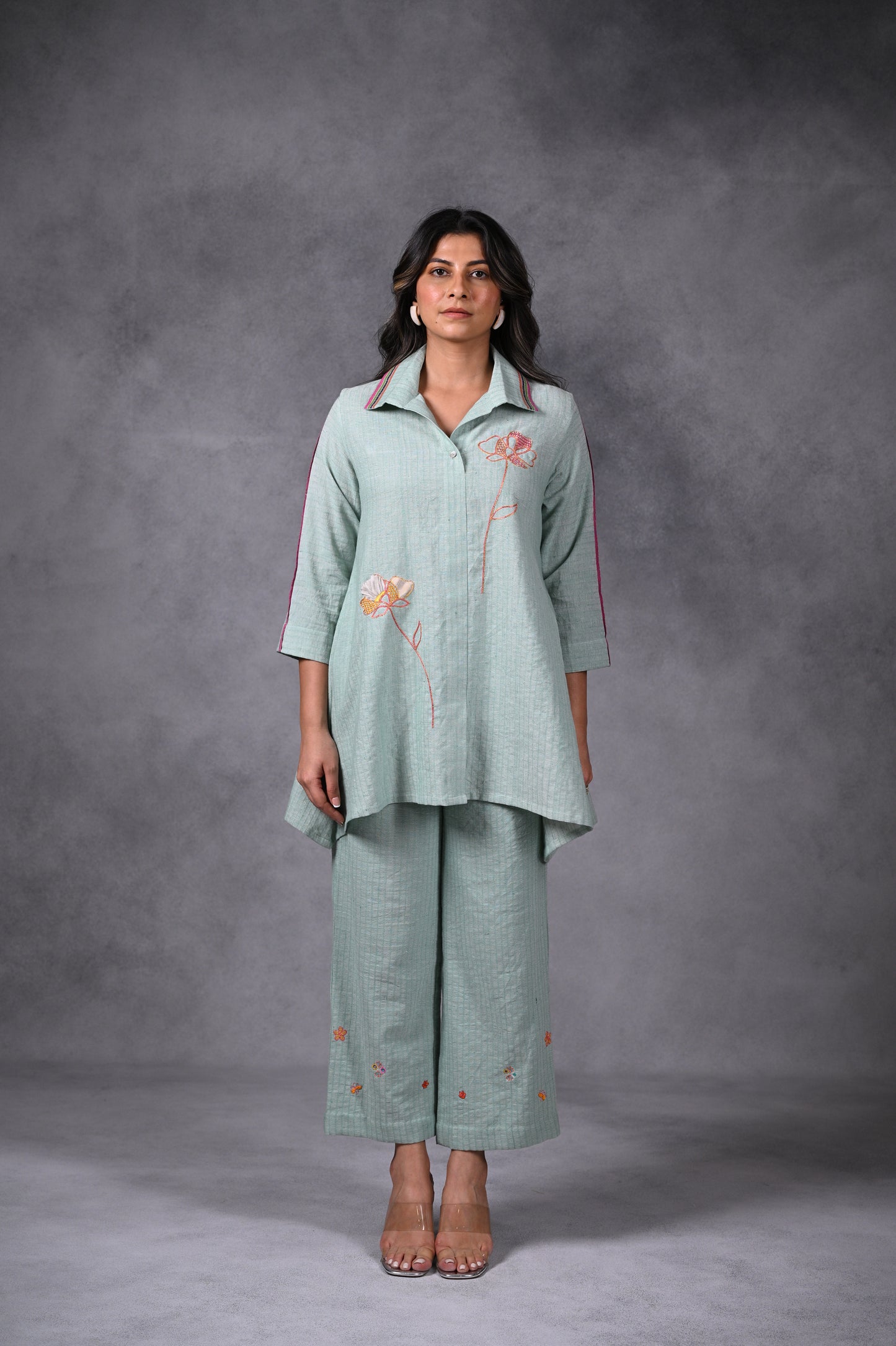 Lotus, Tunic With Collar & Embroidery