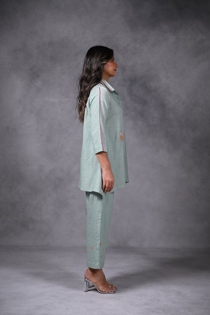 Lotus, Tunic With Collar & Embroidery