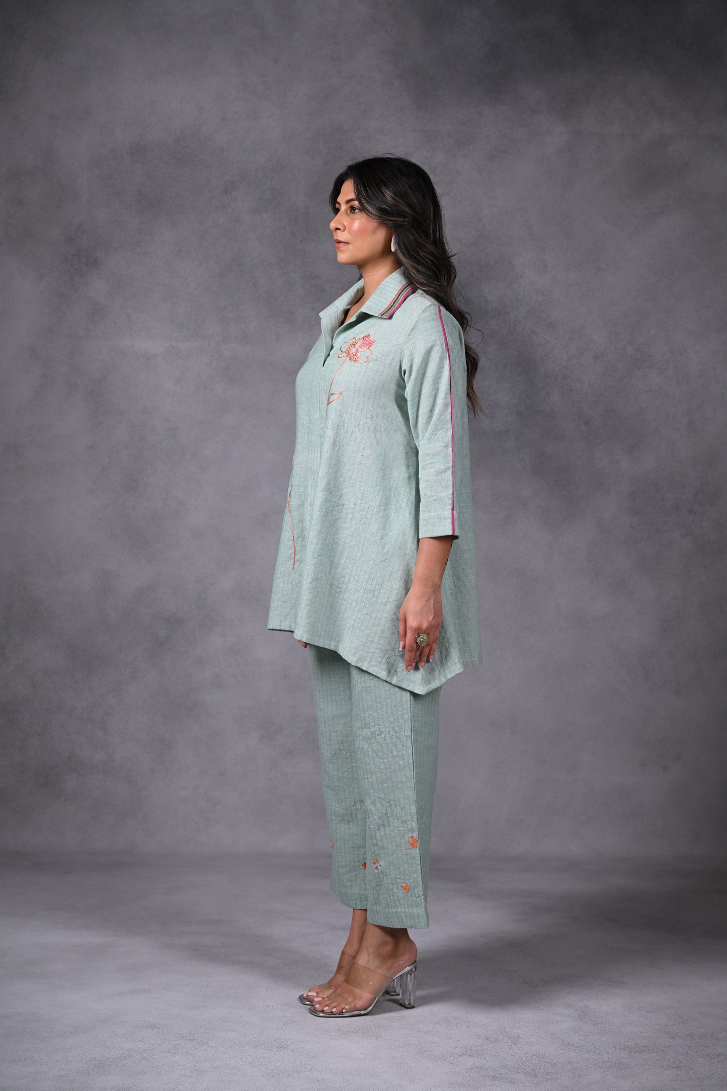 Lotus, Tunic With Collar & Embroidery
