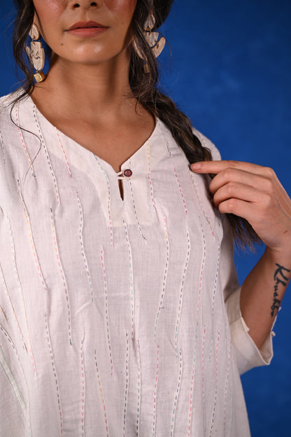 Tulip, Tunic With Multi Colour Tanka Details