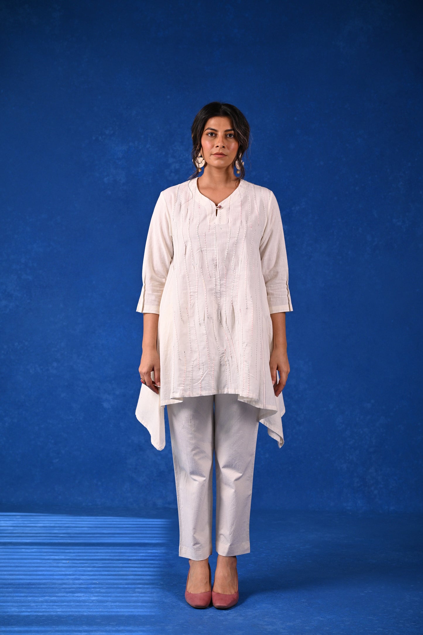 Tulip, Tunic With Multi Colour Tanka Details