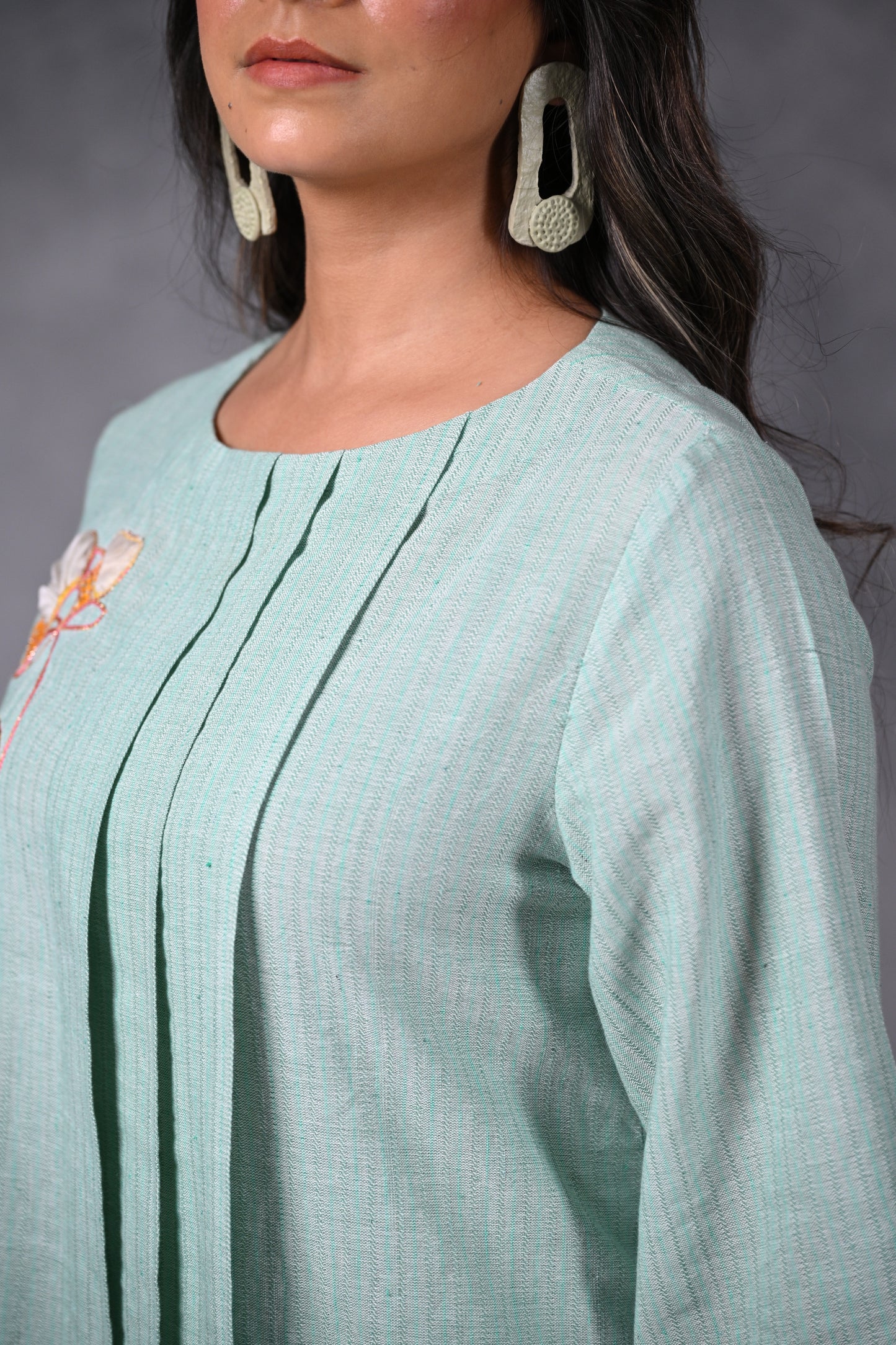 Kusum, Tunic Pleated With Embroidery