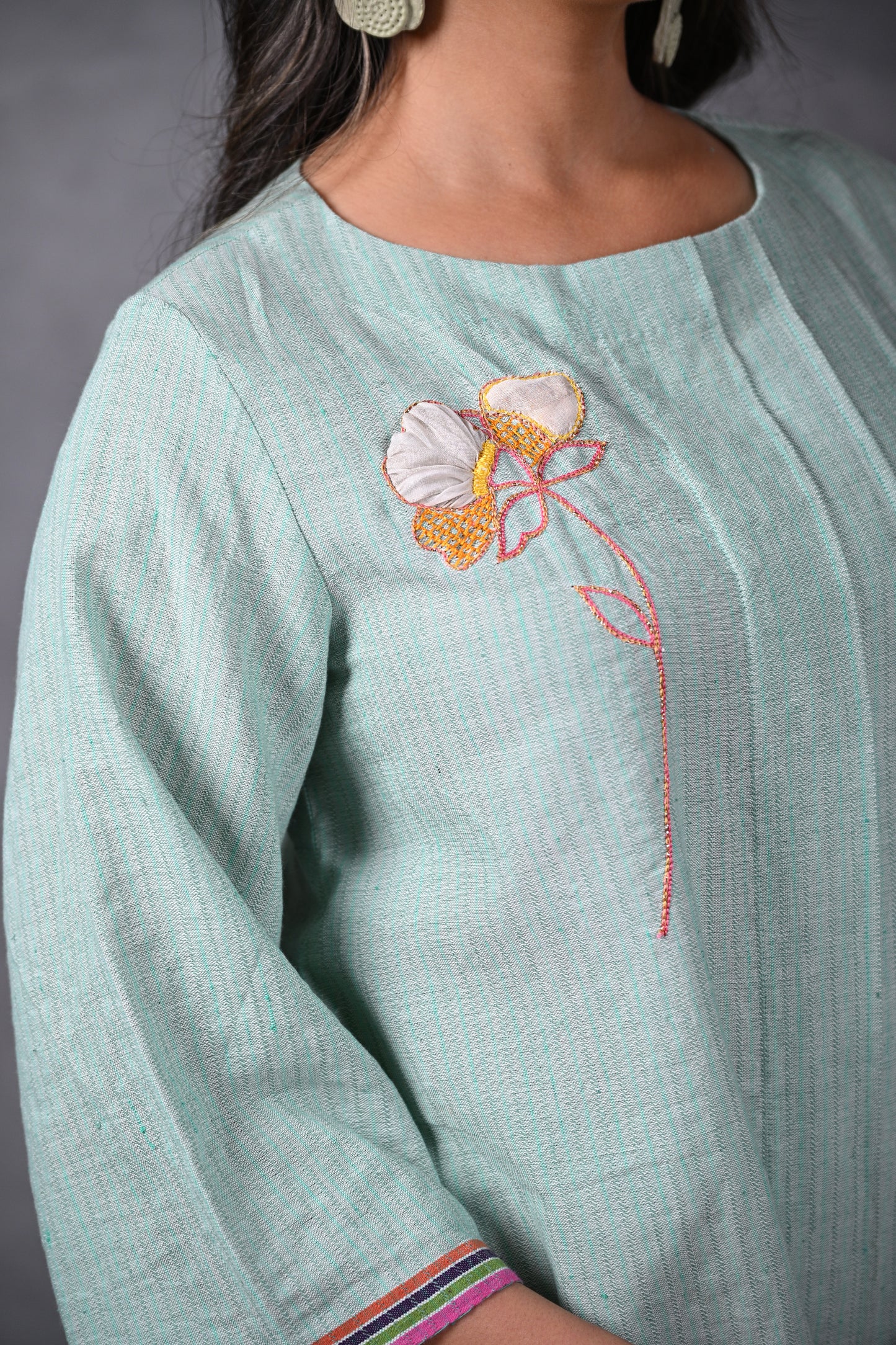 Kusum, Tunic Pleated With Embroidery