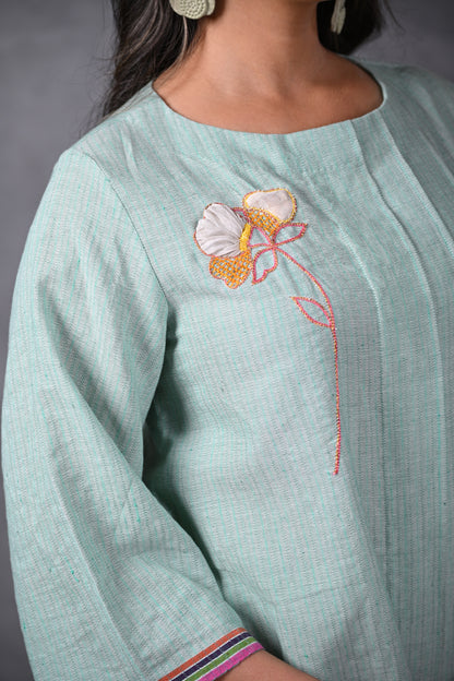 Kusum, Tunic Pleated With Embroidery