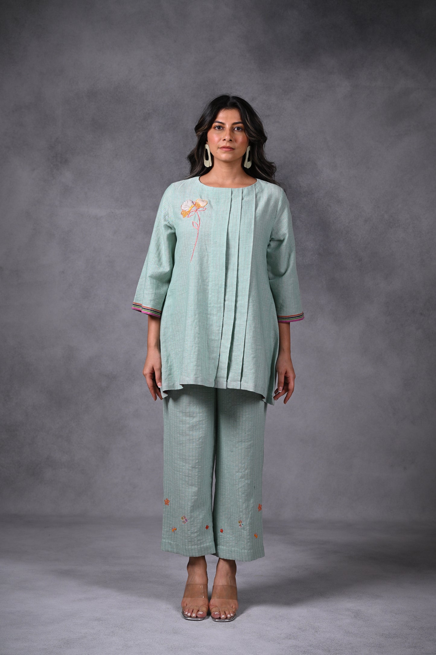 Kusum, Tunic Pleated With Embroidery