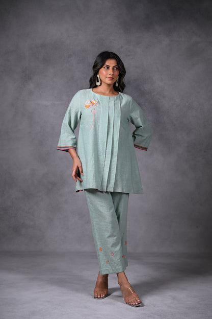Kusum, Tunic Pleated With Embroidery