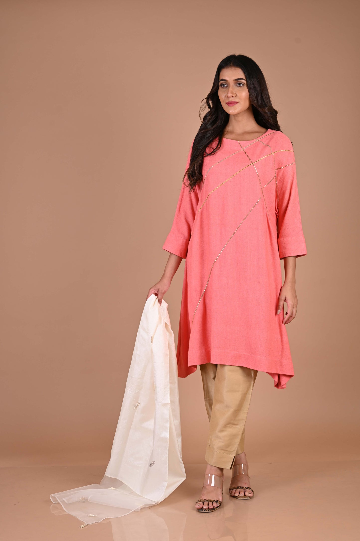 Noile Silk Kurta with pita hand embroidery