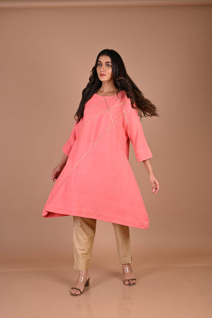 Noile Silk Kurta with pita hand embroidery