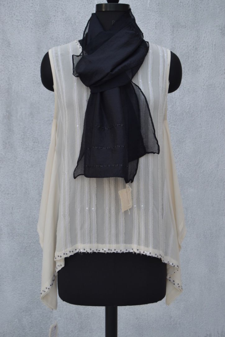 Paneled Scarf in Silk & Chiffon